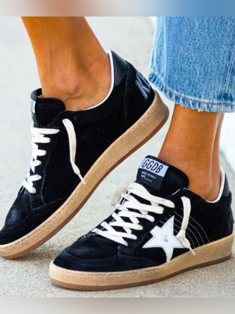 Golden Goose Black Ball Star Lace-Up Sneakers Shoes EU:41 US:Women's 11 Men's 8
